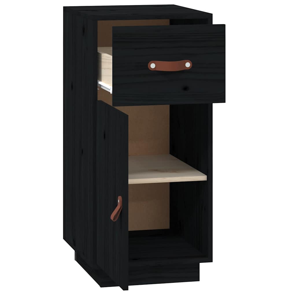 vidaXL Sideboard Black 34x40x75 cm Solid Wood Pine