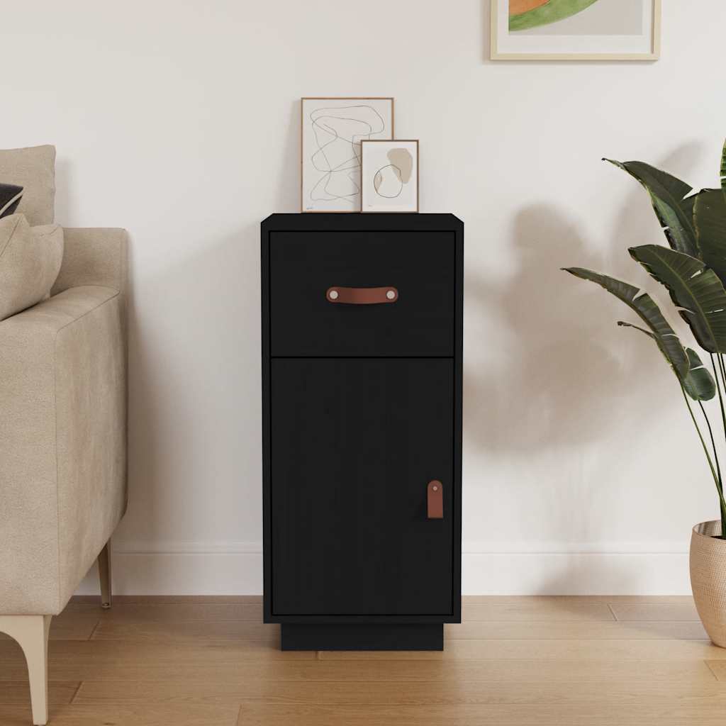 vidaXL Sideboard Black 34x40x75 cm Solid Wood Pine