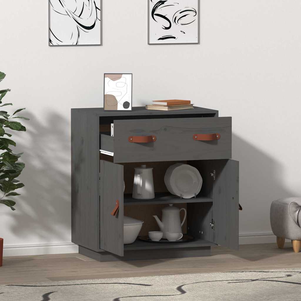 vidaXL Sideboard Grey 65,5x40x75 cm Solid Wood Pine