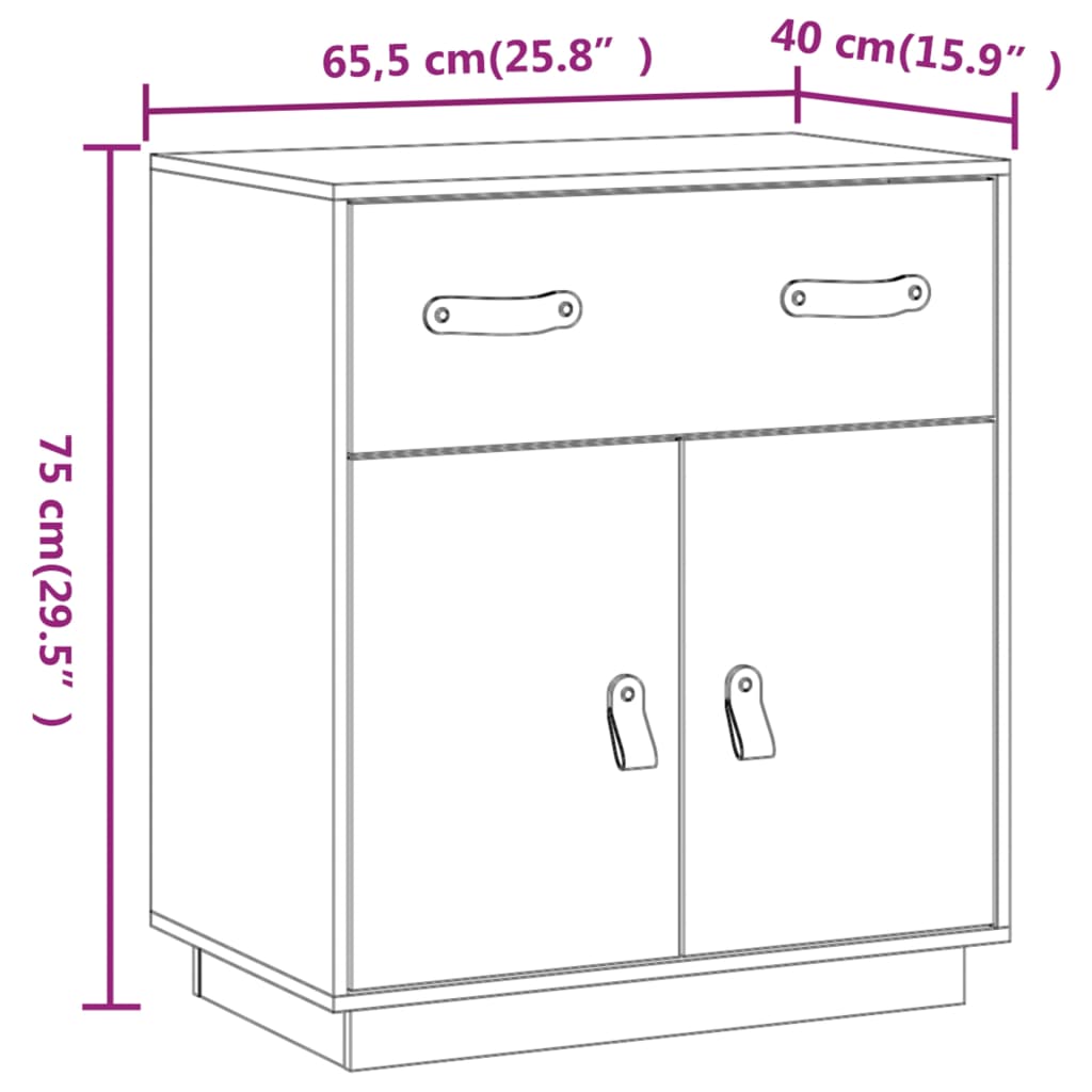 vidaXL Sideboard Honey Brown 65.5x40x75 cm Solid Wood Pine