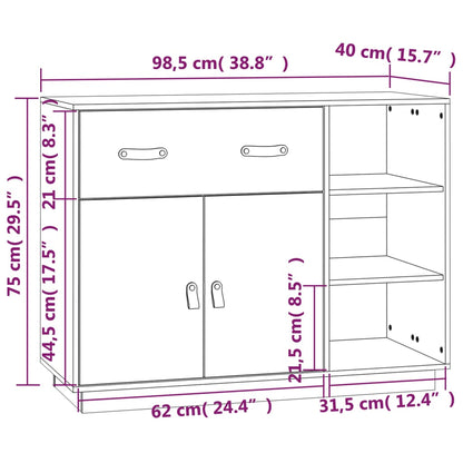 vidaXL Sideboard Grey 98.5x40x75 cm Solid Wood Pine