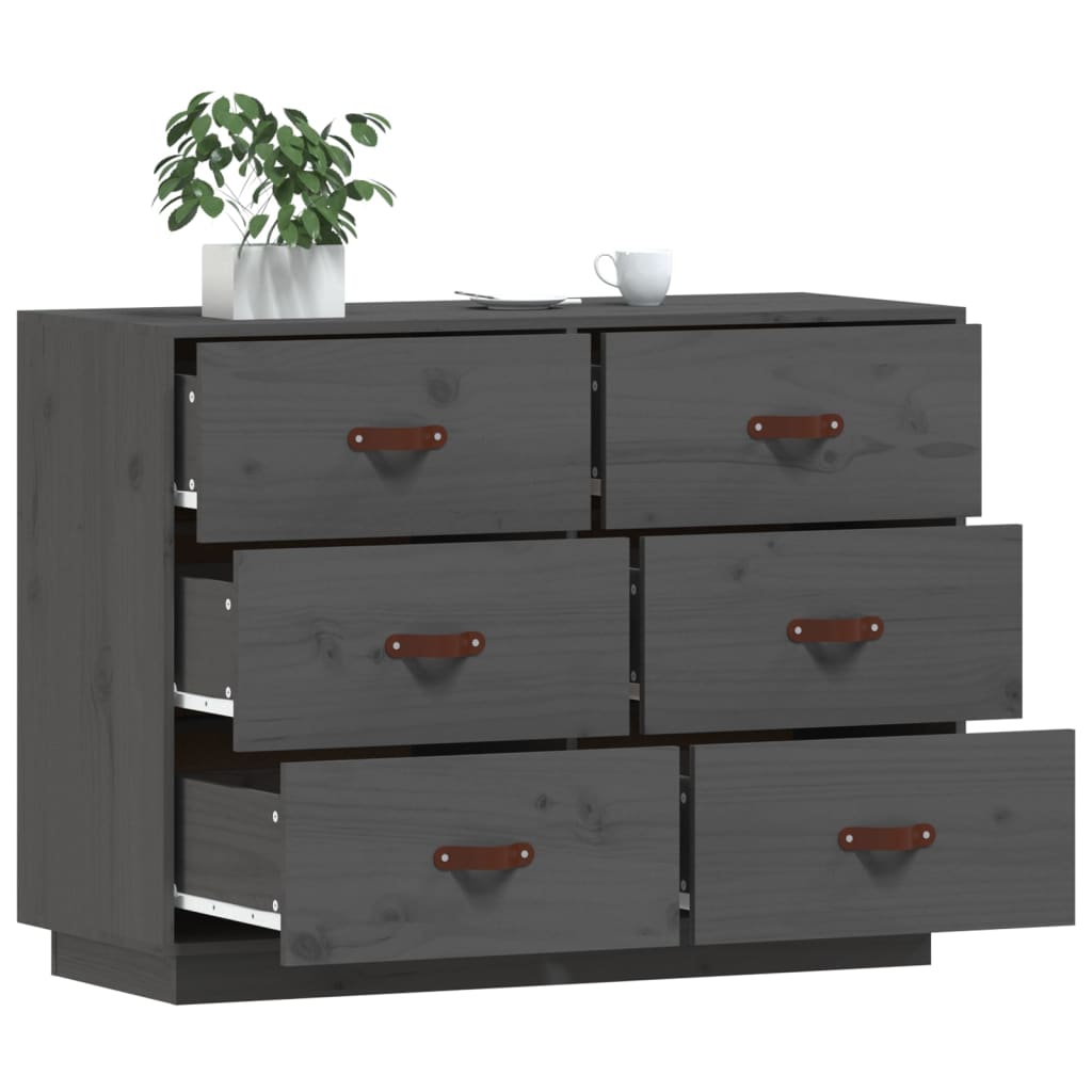 vidaXL Sideboard Grey 100x40x75 cm Solid Wood Pine