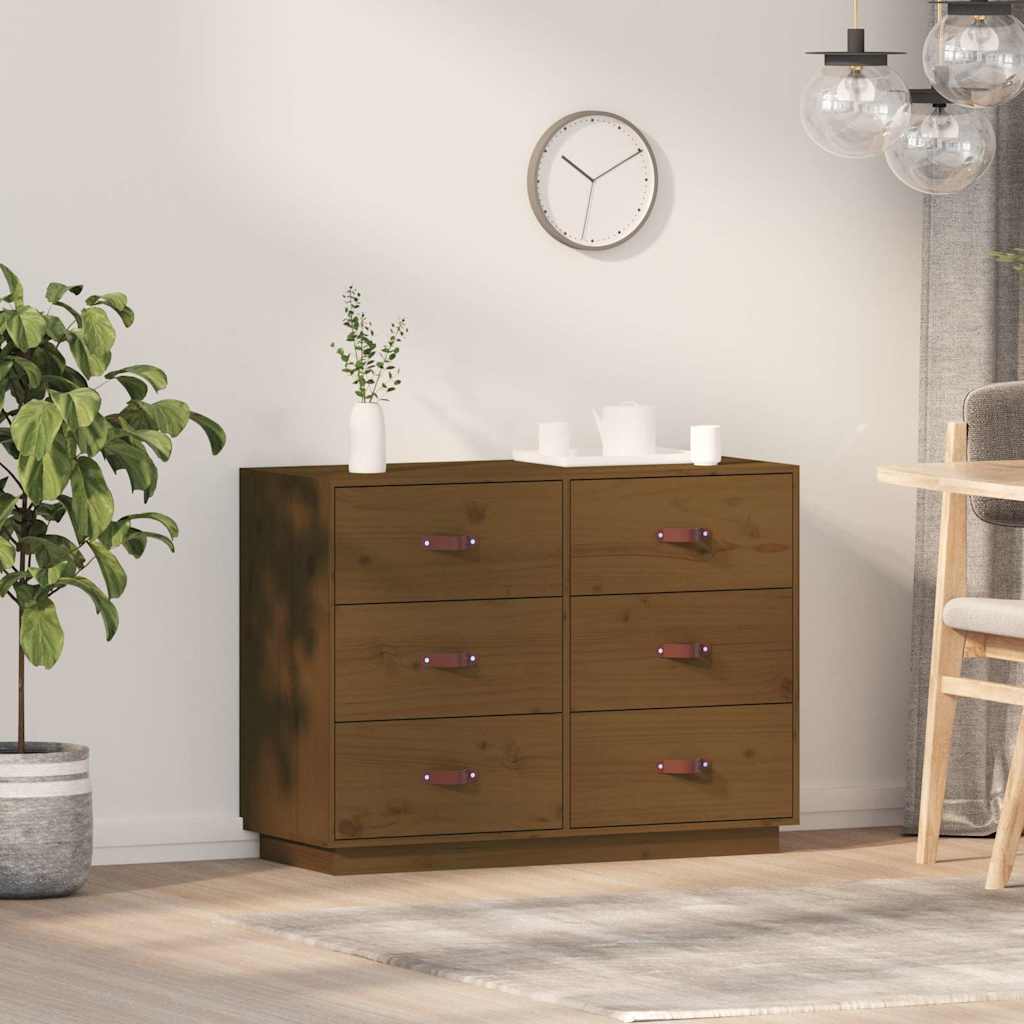 vidaXL Sideboard Honey Brown 100x40x75 cm Solid Wood Pine