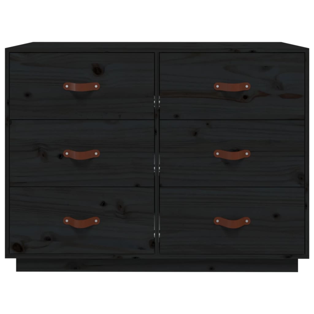 vidaXL Sideboard Black 100x40x75 cm Solid Wood Pine