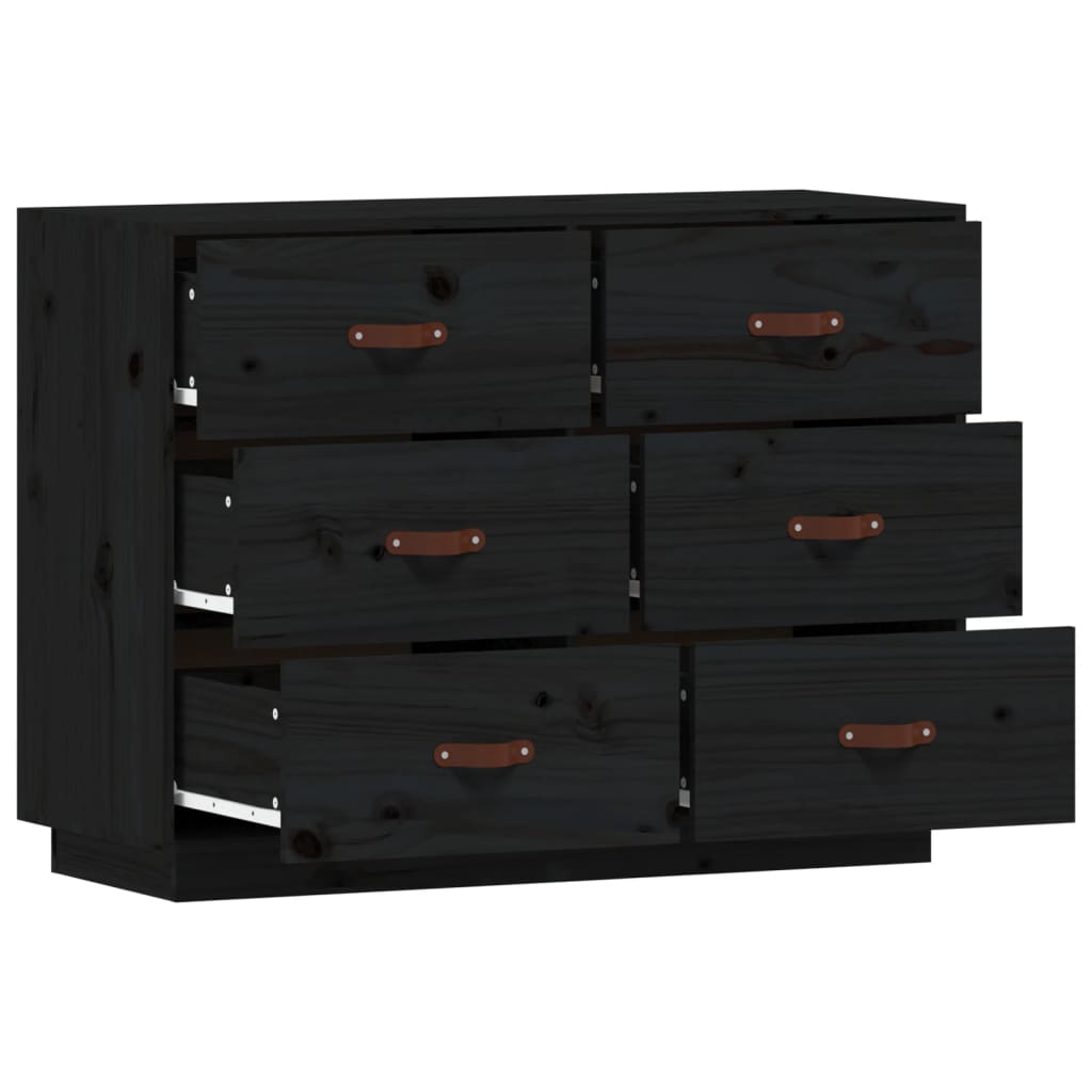vidaXL Sideboard Black 100x40x75 cm Solid Wood Pine