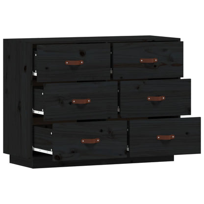 vidaXL Sideboard Black 100x40x75 cm Solid Wood Pine