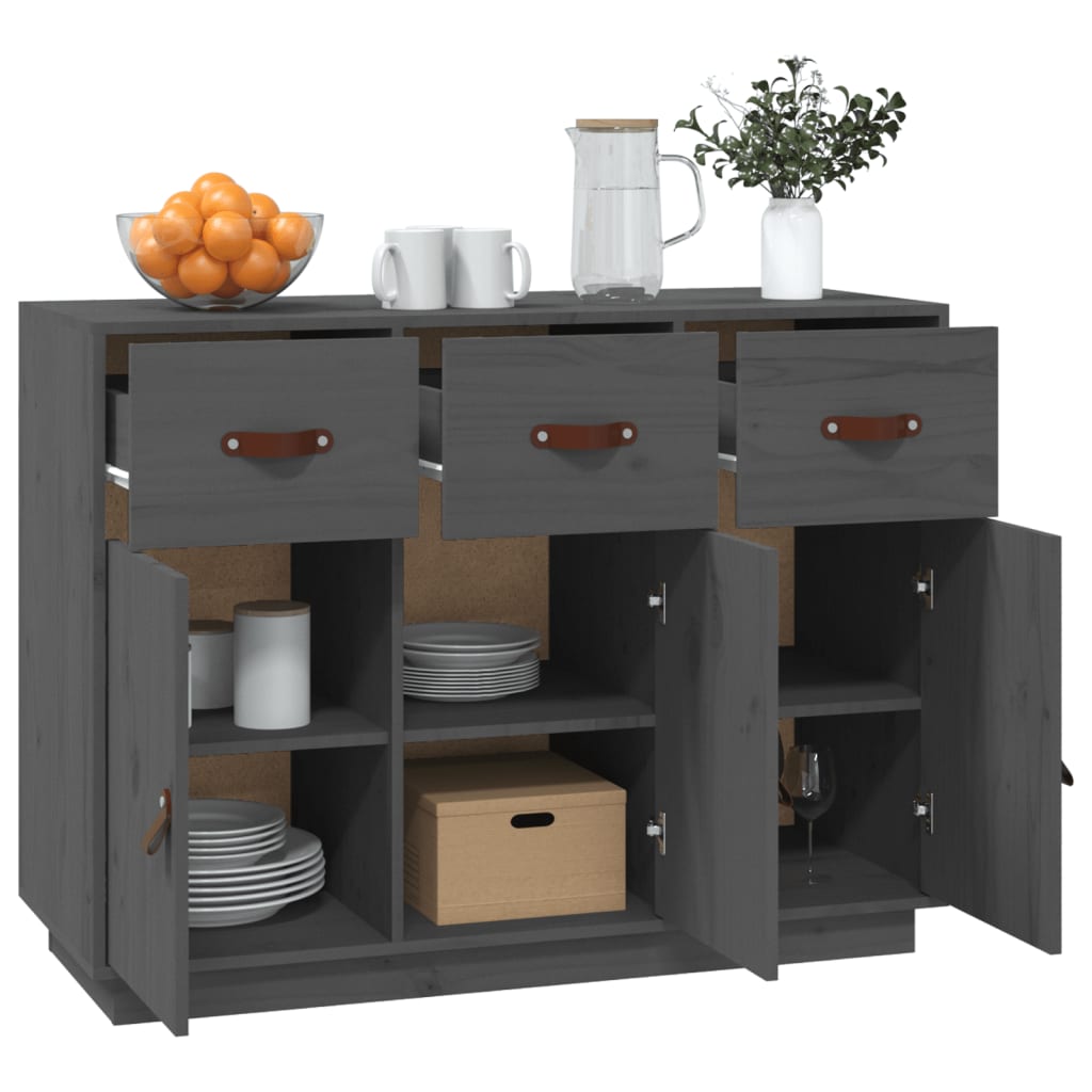 vidaXL Sideboard Grey 100x40x75 cm Solid Wood Pine