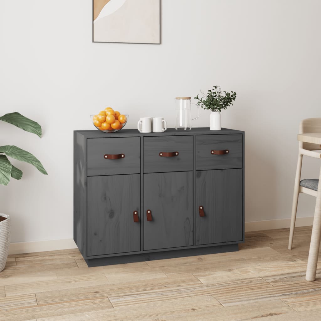 vidaXL Sideboard Grey 100x40x75 cm Solid Wood Pine