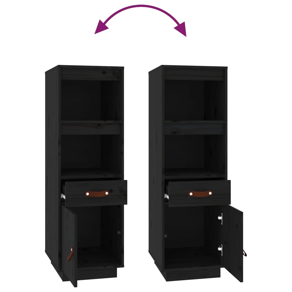 vidaXL Highboard Black 34x40x108,5 cm Solid Wood Pine