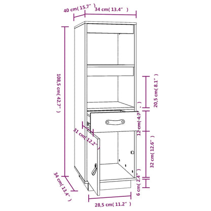 vidaXL Highboard Black 34x40x108,5 cm Solid Wood Pine