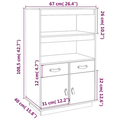 vidaXL Highboard 67x40x108,5 cm Solid Wood Pine