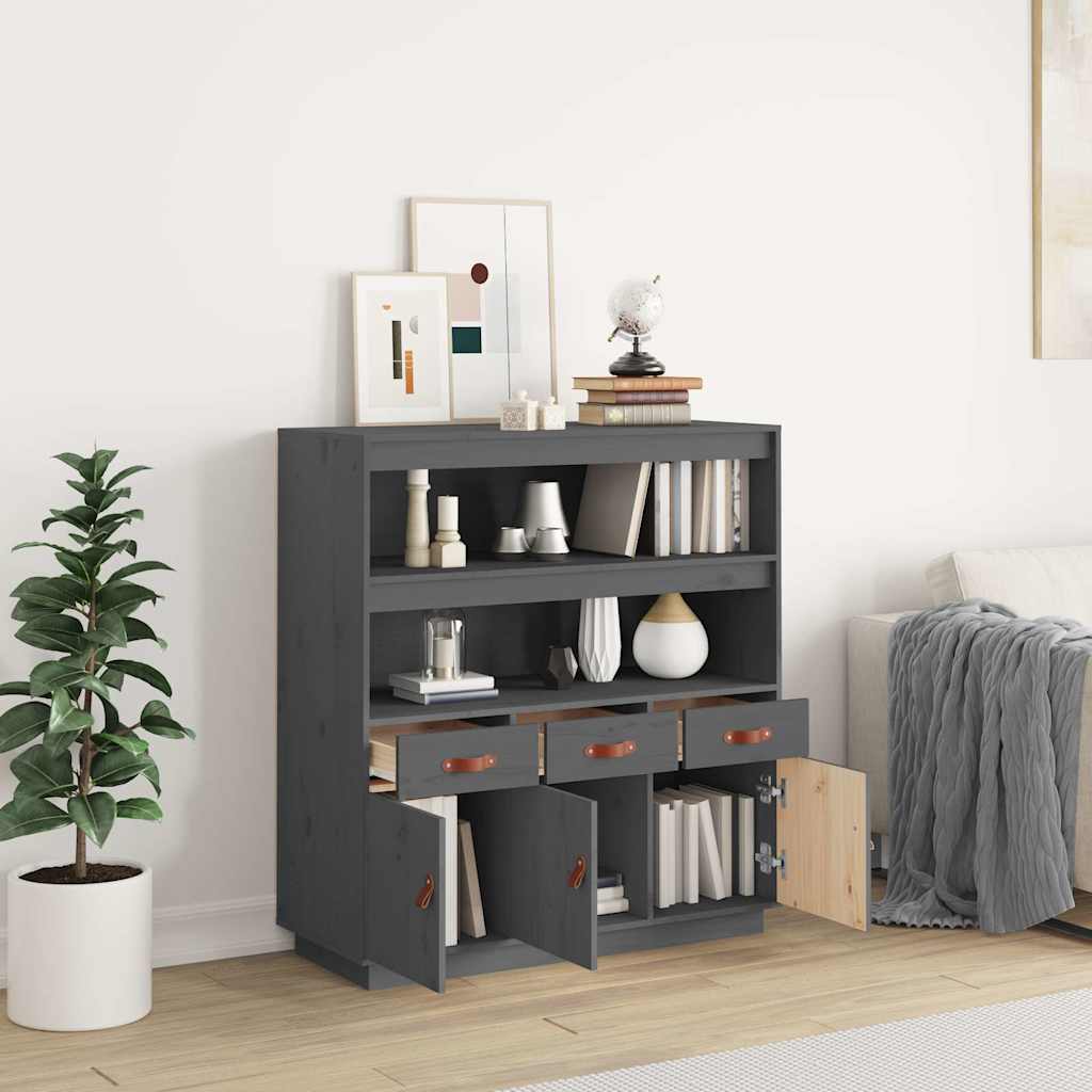 vidaXL Highboard Grey 100x40x108,5 cm Solid Wood Pine