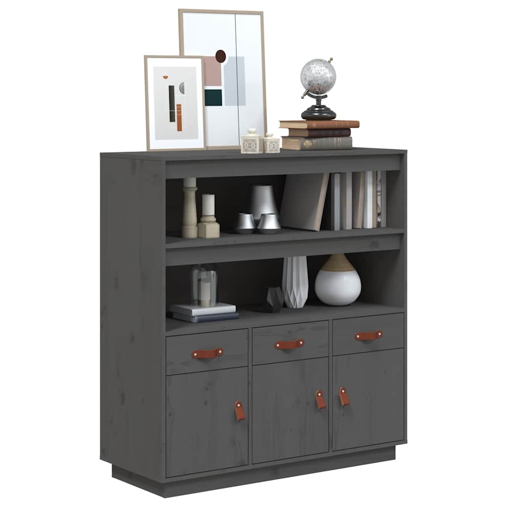 vidaXL Highboard Grey 100x40x108,5 cm Solid Wood Pine