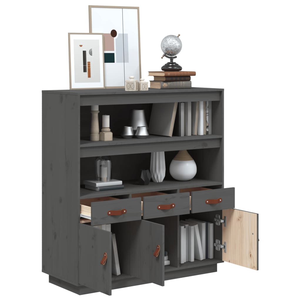 vidaXL Highboard Grey 100x40x108,5 cm Solid Wood Pine
