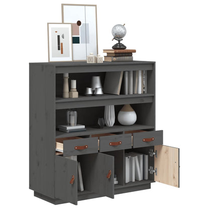 vidaXL Highboard Grey 100x40x108,5 cm Solid Wood Pine