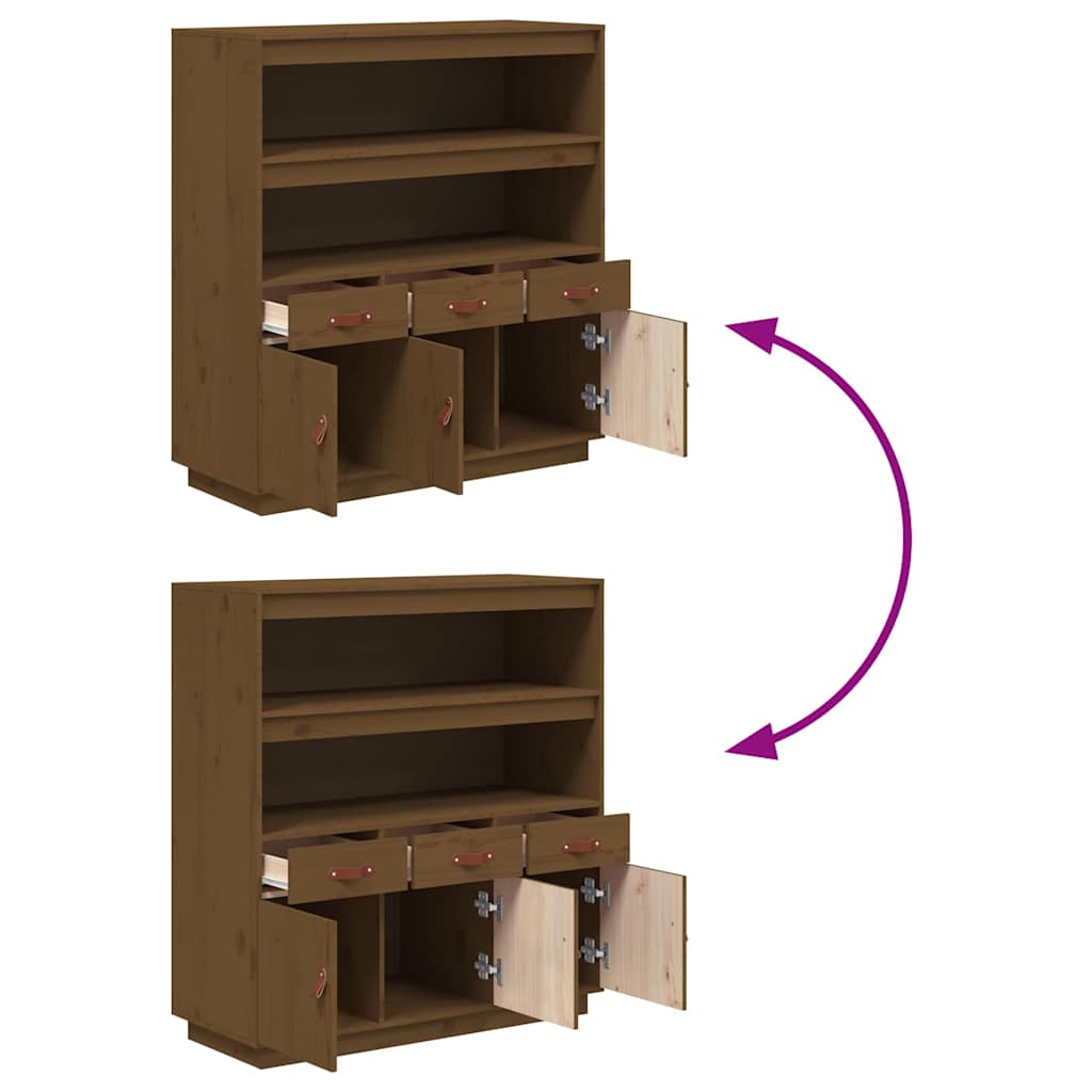 vidaXL Highboard Honey Brown 100x40x108,5 cm Solid Wood Pine