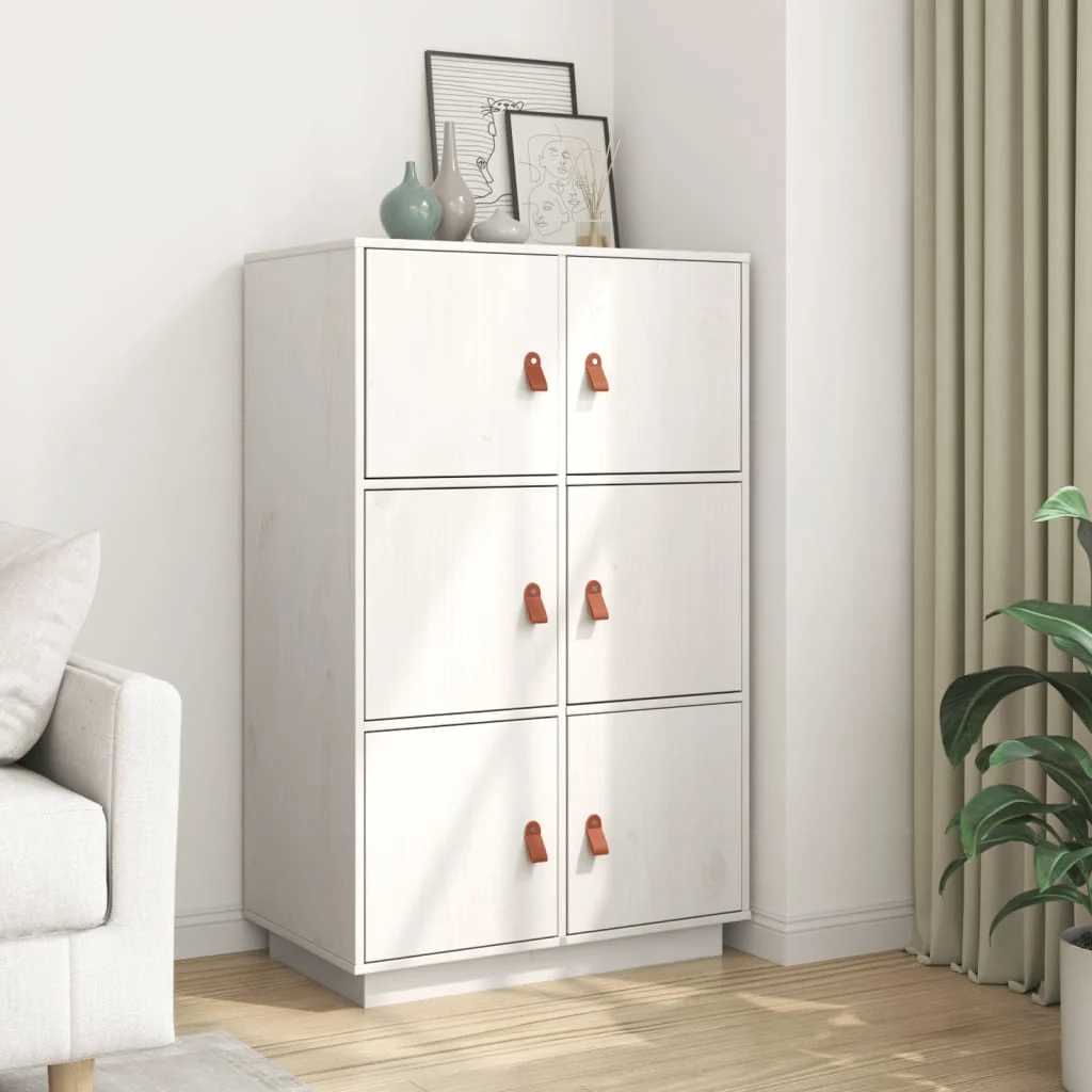 vidaXL Highboard White 67x40x108.5 cm Solid Wood Pine