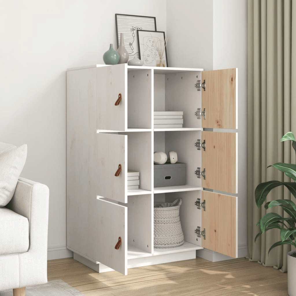 vidaXL Highboard White 67x40x108.5 cm Solid Wood Pine