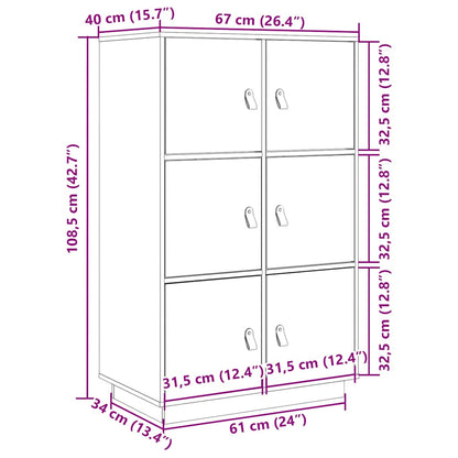 vidaXL Highboard White 67x40x108.5 cm Solid Wood Pine