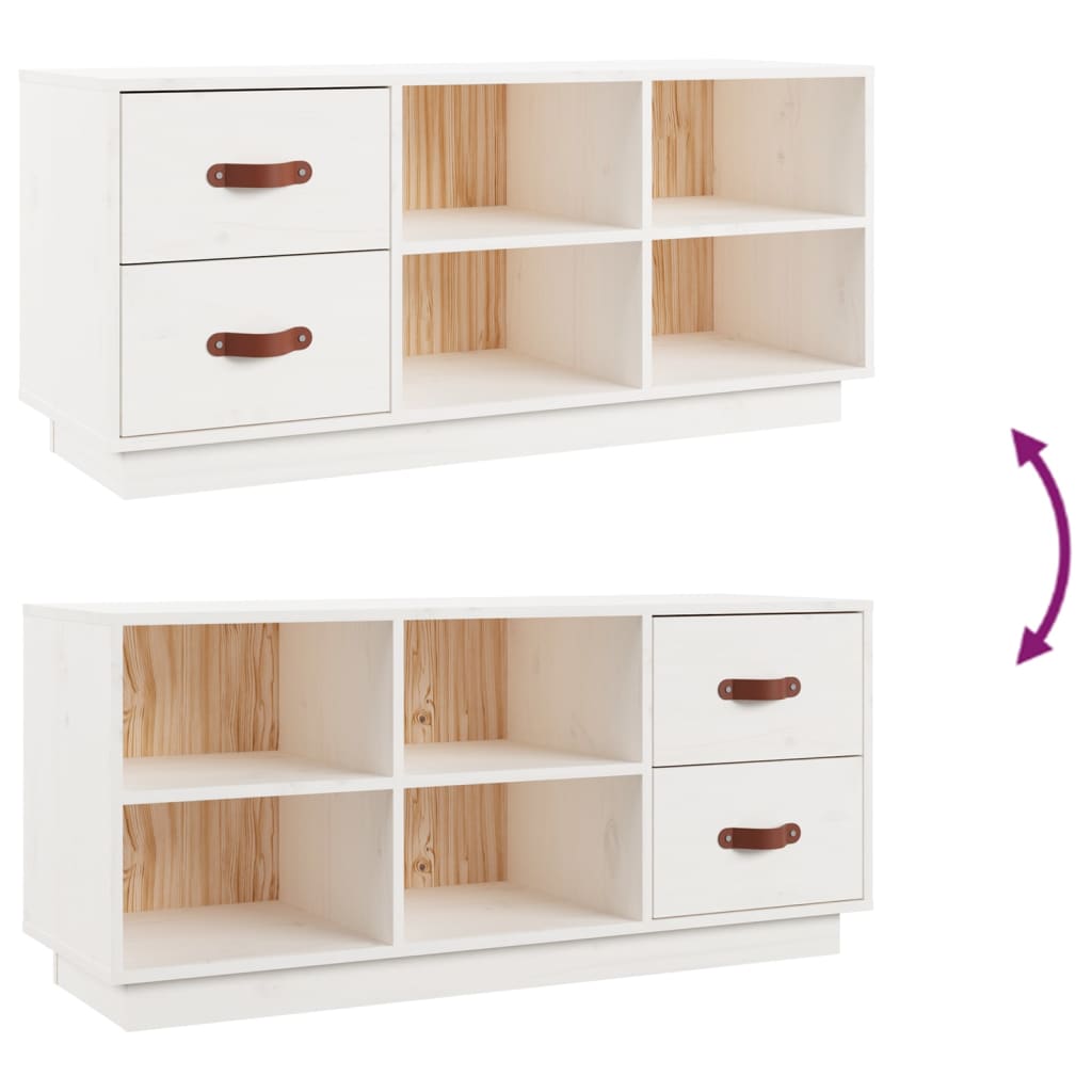 vidaXL Shoe Bench White 100x34x45 cm Solid Wood Pine