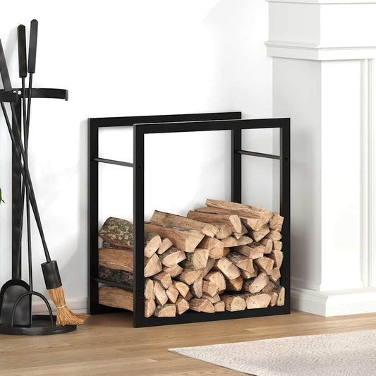 vidaXL Firewood Rack Matt Black 50x28x56 cm Steel