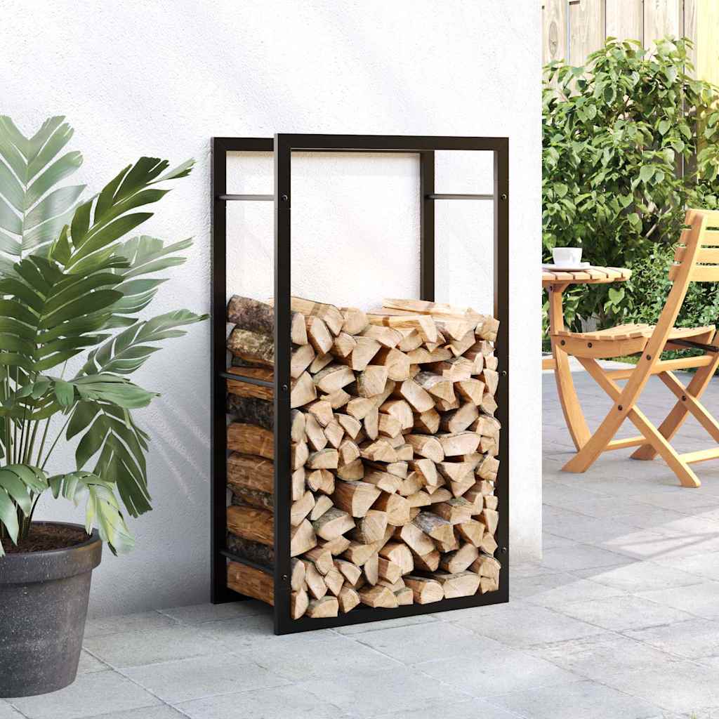 vidaXL Firewood Rack Matt Black 50x28x94 cm Steel