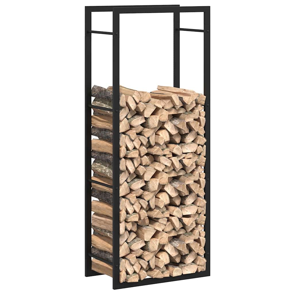 vidaXL Firewood Rack Matt Black 50x28x132 cm Steel