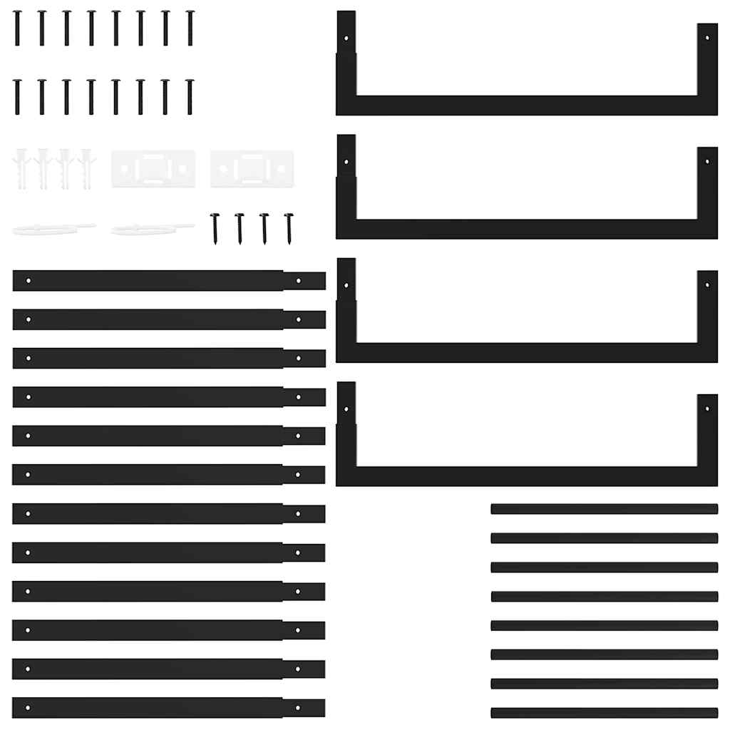 vidaXL Firewood Rack Matt Black 50x28x132 cm Steel