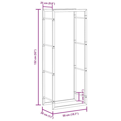 vidaXL Firewood Rack Matt Black 50x28x132 cm Steel