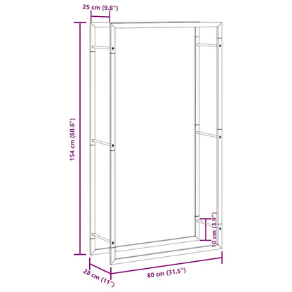 vidaXL Firewood Rack Matt Black 80x28x154 cm Steel