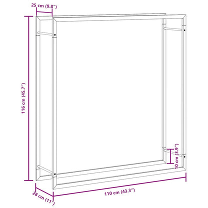 vidaXL Firewood Rack Matt Black 110x28x116 cm Steel