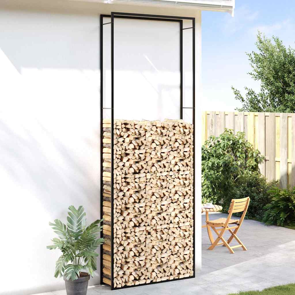 vidaXL Firewood Rack Matt Black 110x28x312 cm Steel