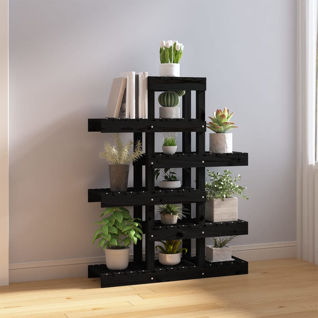 vidaXL Plant Stand Black 85x25x109.5 cm Solid Wood Pine