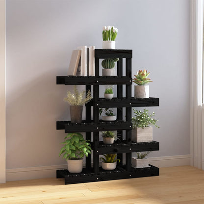 vidaXL Plant Stand Black 85x25x109.5 cm Solid Wood Pine