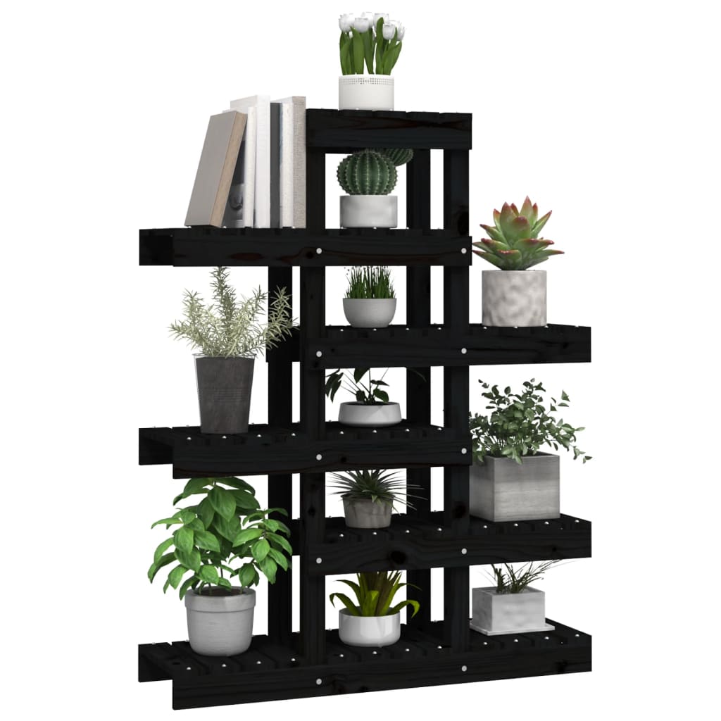 vidaXL Plant Stand Black 85x25x109.5 cm Solid Wood Pine