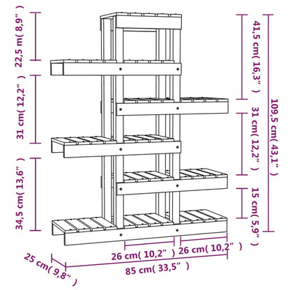 vidaXL Plant Stand Black 85x25x109.5 cm Solid Wood Pine