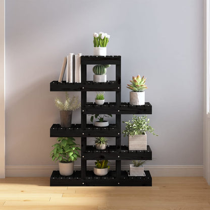 vidaXL Plant Stand Black 85x25x109.5 cm Solid Wood Pine