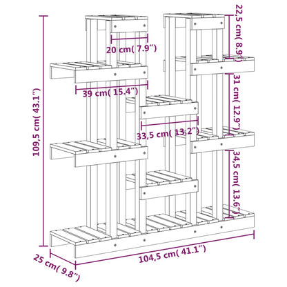 vidaXL Plant Stand 104.5x25x109.5 cm Solid Wood Pine