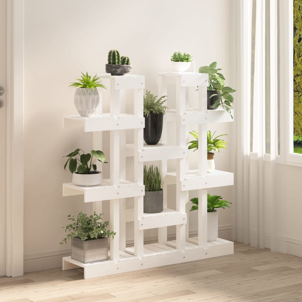 vidaXL Plant Stand White 104.5x25x109.5 cm Solid Wood Pine