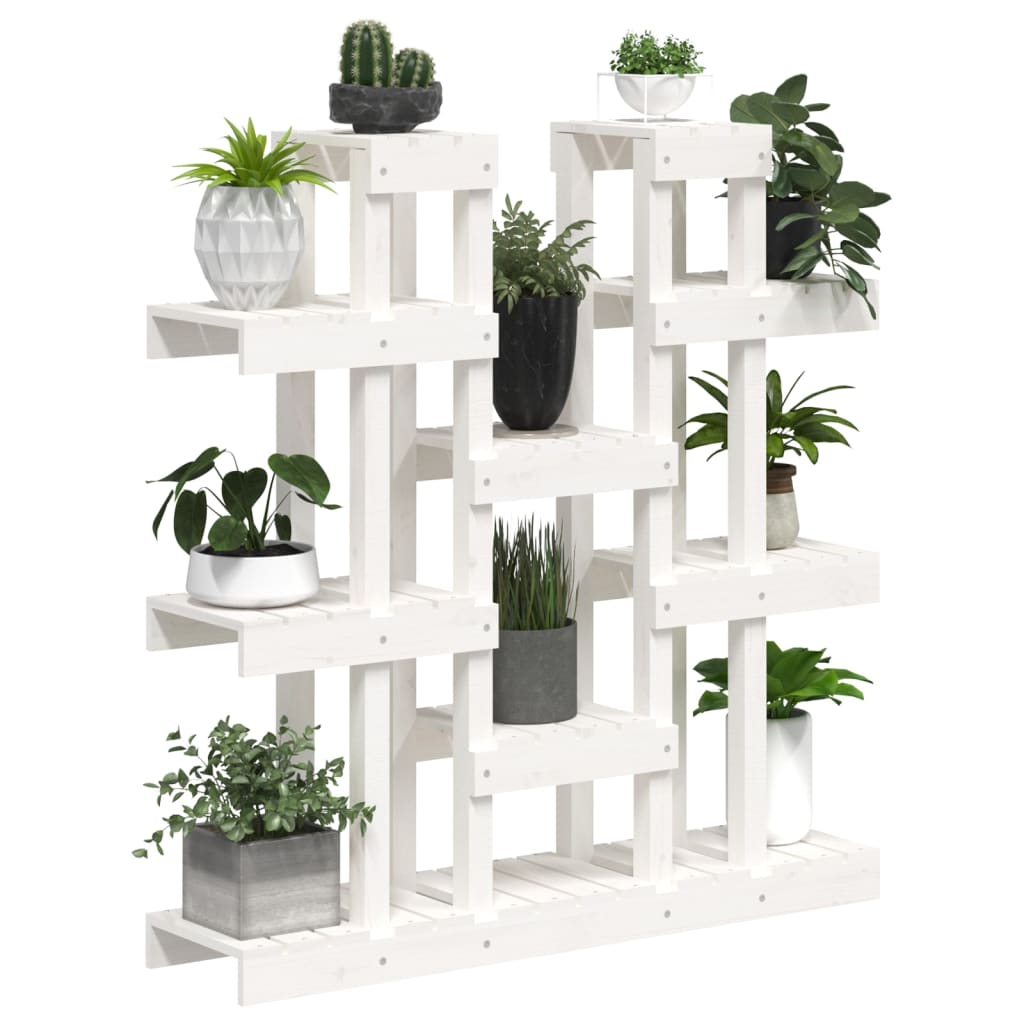 vidaXL Plant Stand White 104.5x25x109.5 cm Solid Wood Pine
