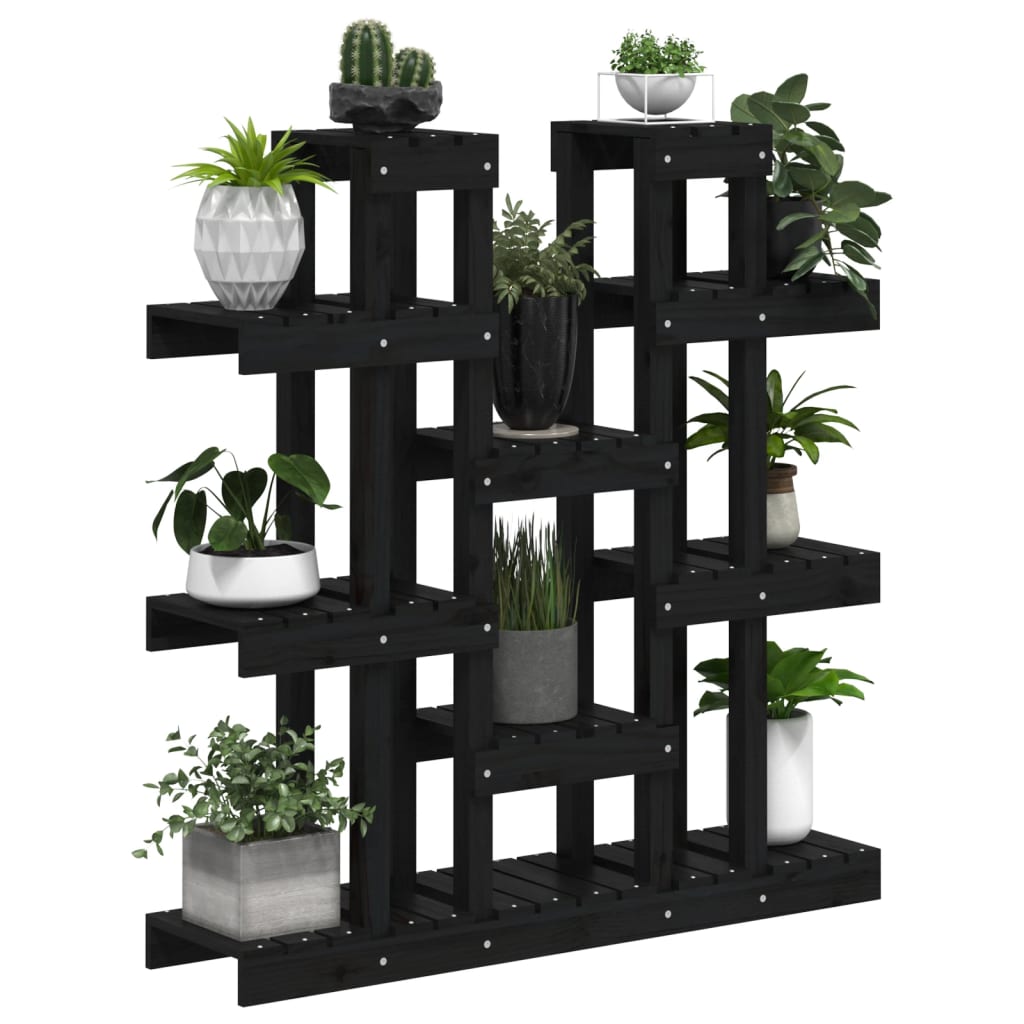 822096 vidaXL Plant Stand Black 104,5x25x109,5 cm Solid Wood Pine