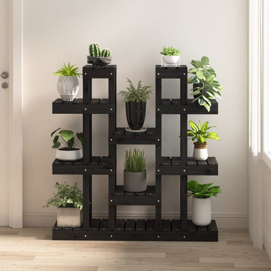 822096 vidaXL Plant Stand Black 104,5x25x109,5 cm Solid Wood Pine