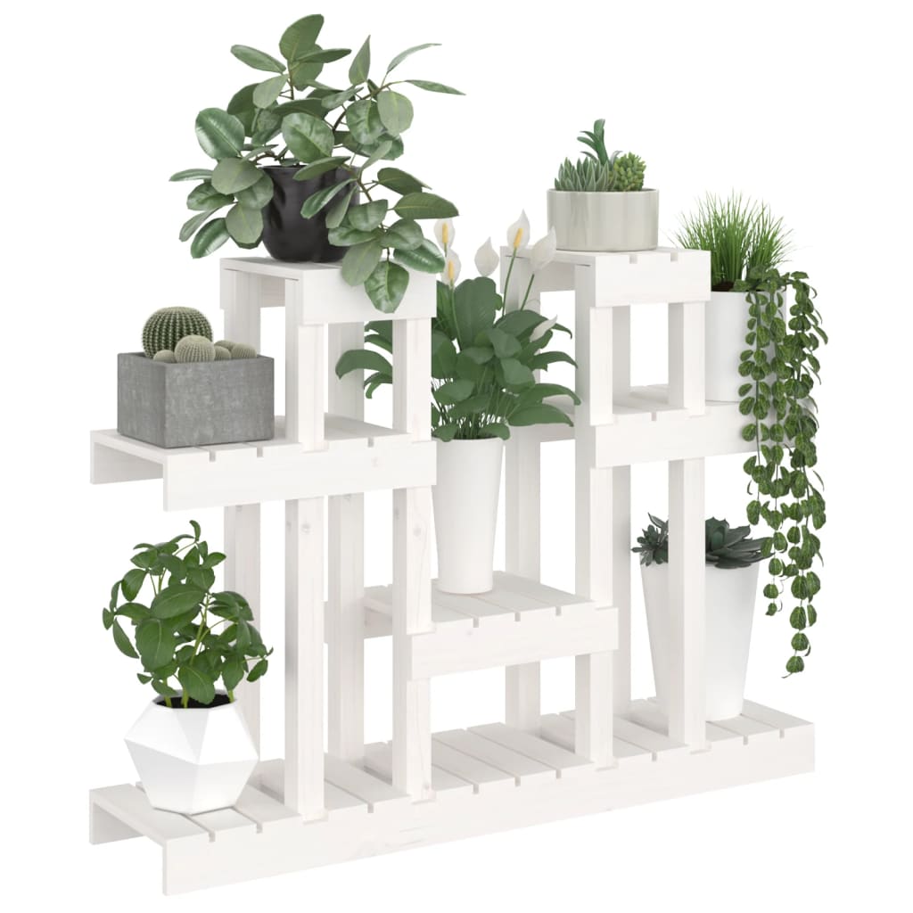 vidaXL Plant Stand White 104.5x25x77.5 cm Solid Wood Pine