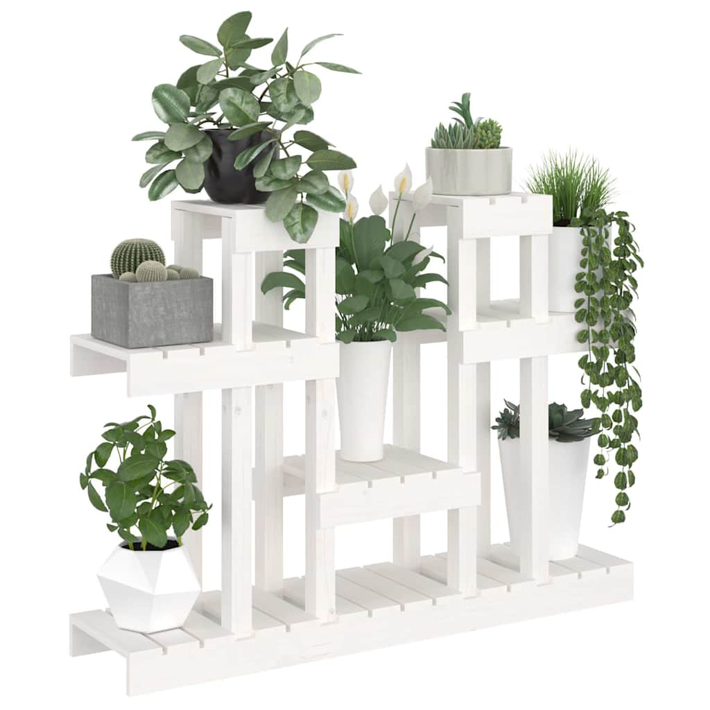 vidaXL Plant Stand White 104,5x25x77,5 cm Solid Wood Pine