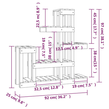 vidaXL Plant Stand White 92x25x97 cm Solid Wood Pine