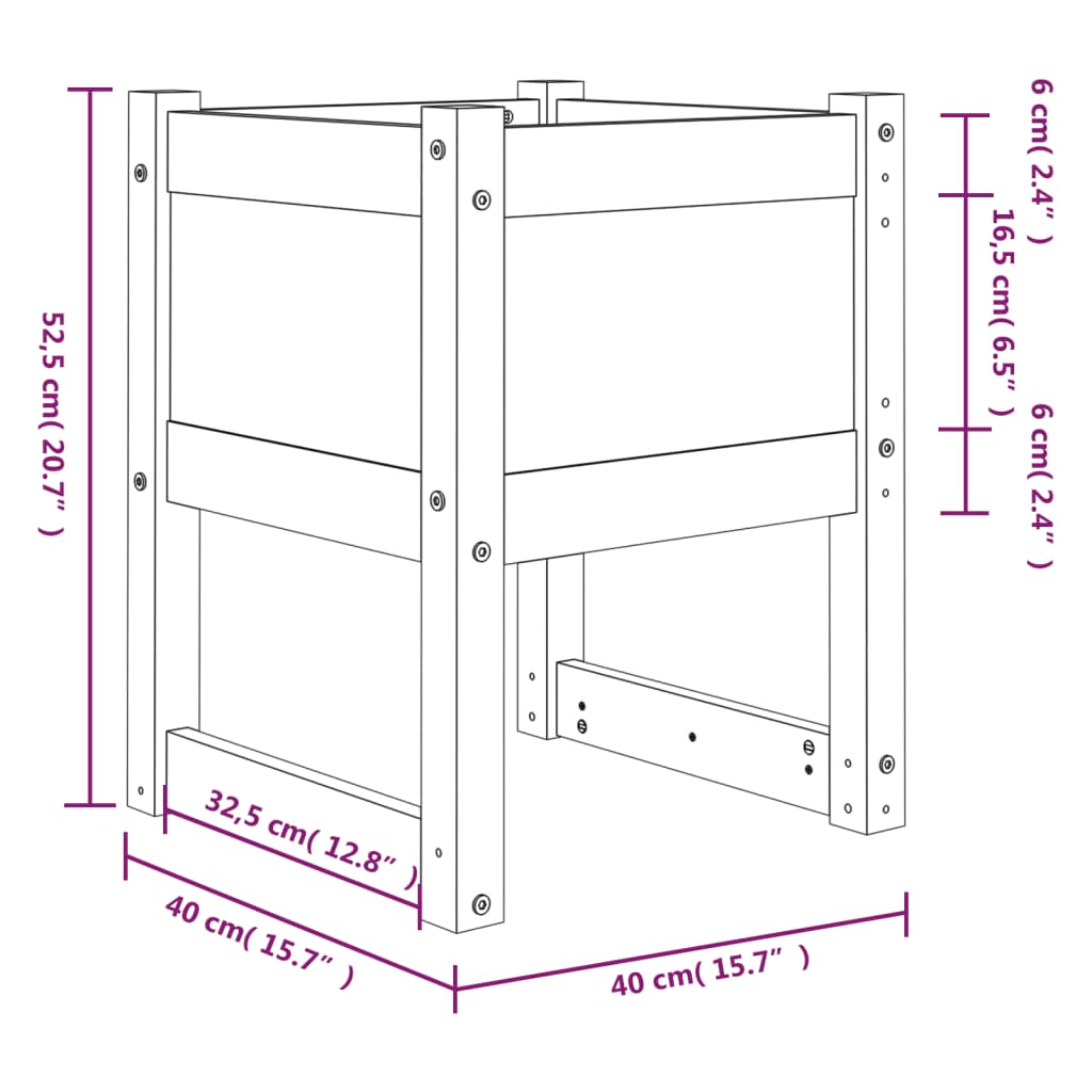 vidaXL Planter White 40x40x52.5 cm Solid Wood Pine