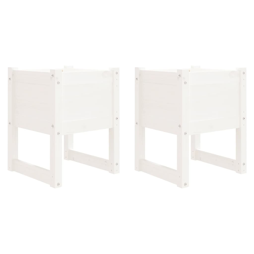 vidaXL Planters 2 pcs White 40x40x52.5 cm Solid Wood Pine