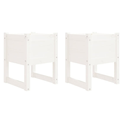 vidaXL Planters 2 pcs White 40x40x52.5 cm Solid Wood Pine