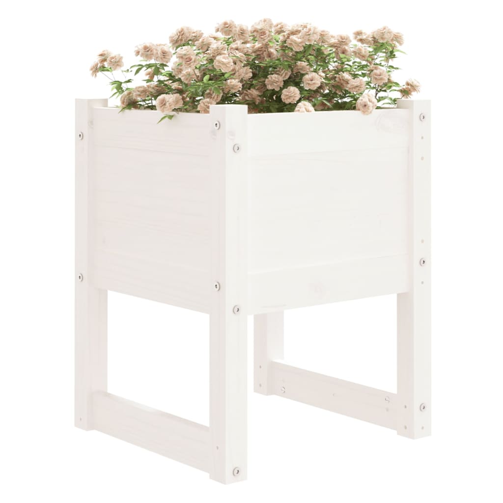 vidaXL Planters 2 pcs White 40x40x52.5 cm Solid Wood Pine