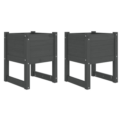 vidaXL Planters 2 pcs Grey 40x40x52.5 cm Solid Wood Pine